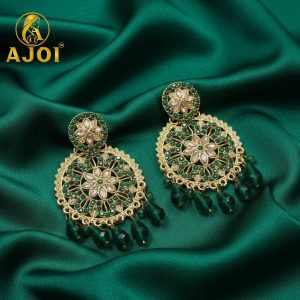 Green Floral Earrings