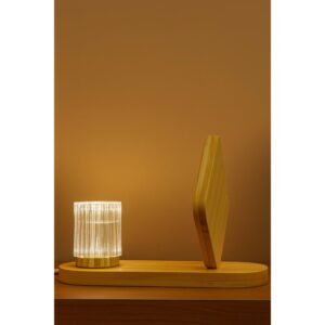 Elegant Wooden Frame Rose Night Lamp with Crystal Dome LED Light