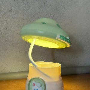 Green Mushroom Table Lamp with Pencil Sharpener & USB Charging