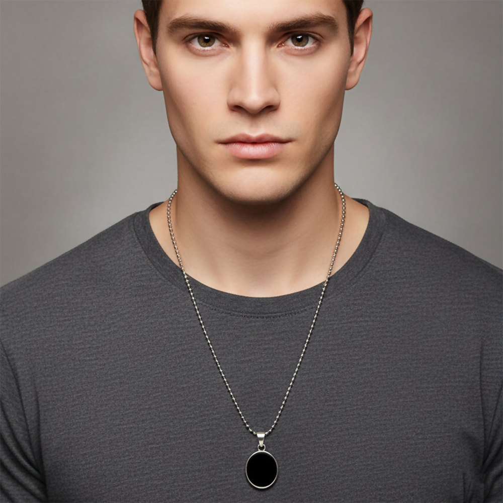 Elegant Black Round Shape Pendant Necklace