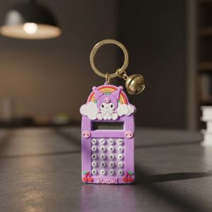 Cute Cartoon Kuromi Calculator Keychain with Mini Digital Display (1 Pc)