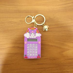 Cute Cartoon Kuromi Calculator Keychain with Mini Digital Display (1 Pc)