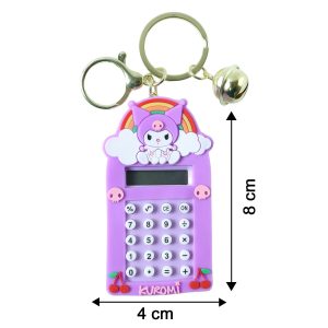 Cute Cartoon Kuromi Calculator Keychain with Mini Digital Display (1 Pc)