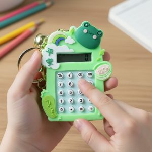 Cute Frog Cartoon Calculator Keychain with Mini Digital Display (1 Pc)