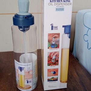 2 in 1 Transparent Oil Dispenser with Silicone Oil Dropper Nozzle (1 Pc / With Brush / 1 Ltr)