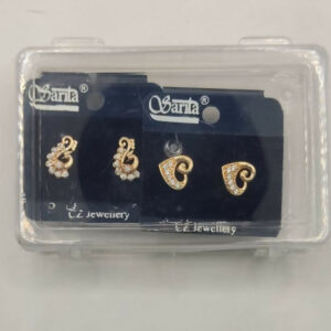 Rose Gold-Plated Peacock/Paisley Studs with AD Combo Pack of 2 for women and girls