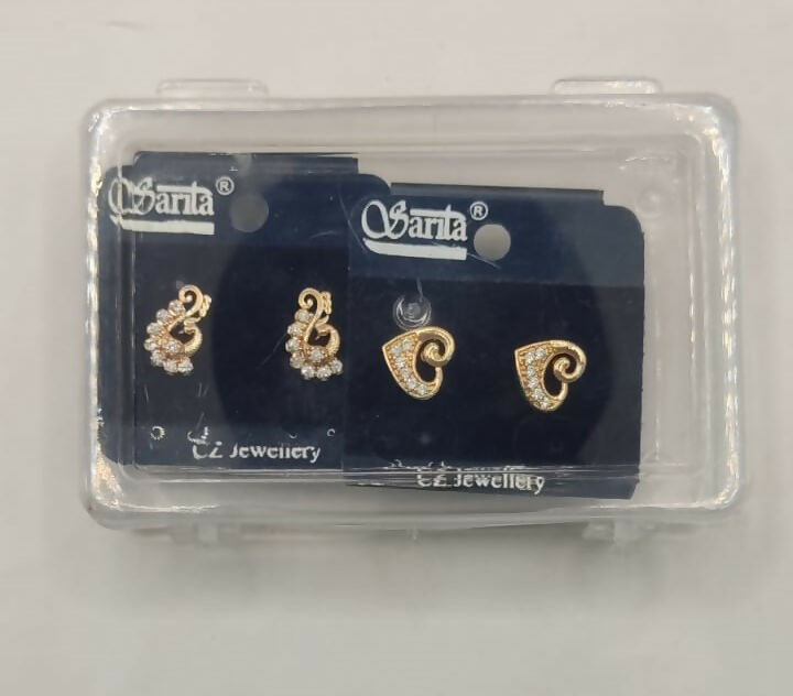 Rose Gold-Plated Peacock/Paisley Studs with AD Combo Pack of 2 for women and girls - Image 5