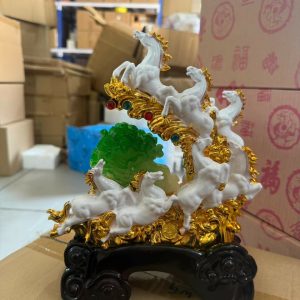 Seven Running Horses Statue Lucky Feng Shui Decor Showpiece
