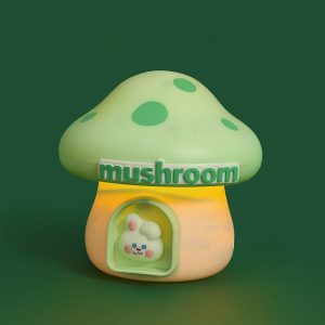 Green Mushroom Table Lamp with Pencil Sharpener & USB Charging