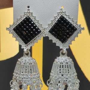 White Gold Square Jhumka