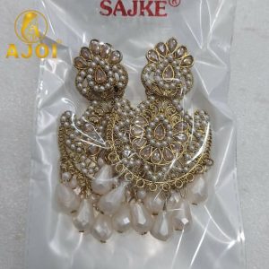 Premium Royal Pearl Chandbali Earrings with Elegant Traditional Designer Finish