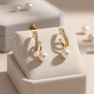 Luxury Gold Pearl Drop Earrings for Women, Stylish Trendy Fashion Jewelry