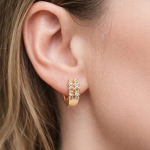 Elegant Gold-Tone Crystal Studded Hoop Earrings for Women