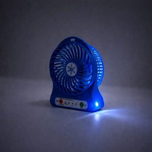 Portable Rechargeable Mini Table Fan With LED Light And Battery (1 Pc)