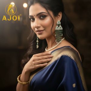 Emerald Royale Silver-Tone Triangle Statement Earrings with Layered Bead Tassels