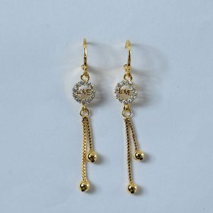 Romantic “LOVE” Charm Tassel Drop Earrings in Gold Finish