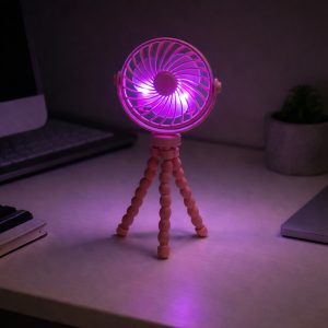 Portable Rechargeable LED Light Fan with Flexible Tripod Stand (1 Pc)