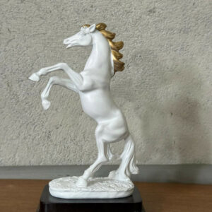 White Horse poly-resin Showpiece for Home Decor | Lucky Horse Statue | Office Table Decor