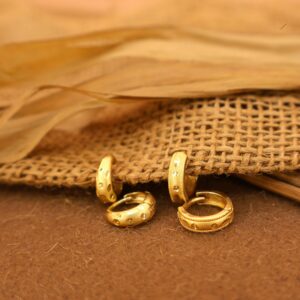 Mini Gold Huggie Hoop Earrings kan ki bali with AD bali combo pack of 2