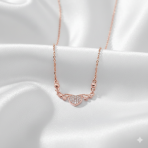Rose Gold Plated Heart & AD Necklace for Women and girls