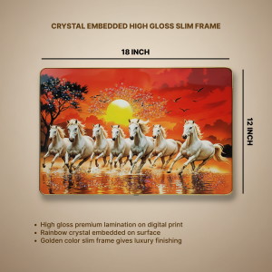 Seven Running Horses Sunrise Wall Art for Living Room Decor Frame