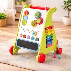 Aditi Wooden Baby Walker for Kids, Baby Walker with 6 Activities/Games