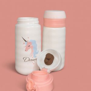 Unicorn Printed Kids Water Bottle with Flip-Top Sipper Lid | Leak-Proof BPA-Free Cute School Bottle for Girls & Toddlers | Lightweight Unbreakable Plastic Sipper for School, Travel & Daily Use | Pack of 1 (Unicorn Design)