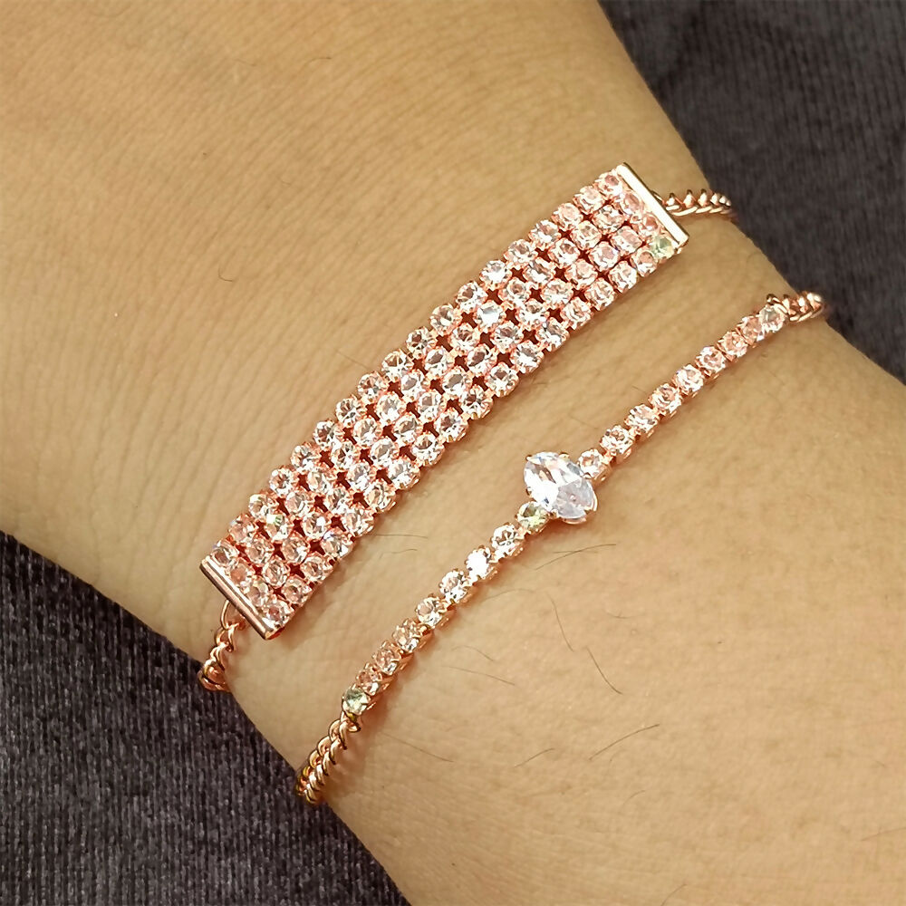 Rose Gold Plated Pack Of Stone Bracelet - Image 5