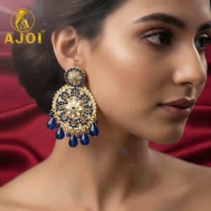 Blue Floral Statement Earrings