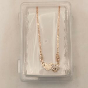 Rose Gold AD Plain Double Heart Necklace For women and girls