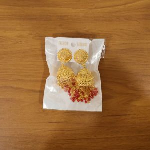 Traditional Gold Tone Tassel Jhumka Earrings Long Chain Drop Ethnic Earrings for Women