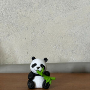 Cute Panda Eating Bamboo poly-resin Showpiece | Mini Panda Decorative Figurine