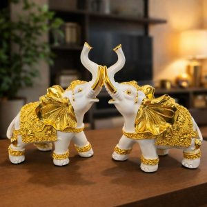 Pair of Lucky Elephant Statues Feng Shui Decor Showpiece for Home & Office