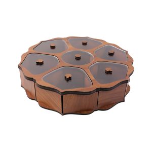 Wooden 7-Section Dry Fruit Storage Box with Transparent Lids
