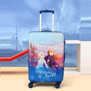 NOVEX Disney Frozen Sky Blue Travelling Kids Trolley Bags for Girls Luggage 4 Wheels ( Blue /18 Inch)