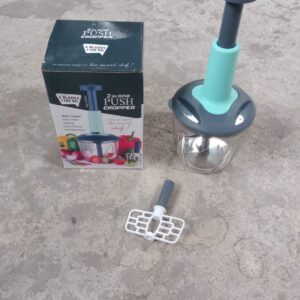 1100 ml 2 in 1 Push Up Chopper with 6 Sharp Blades Vegetable and Fruit Cutter