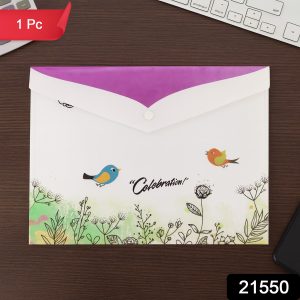 Mix Design A4 Printed Document Folder with Decorative Button Closure (1 Pc)