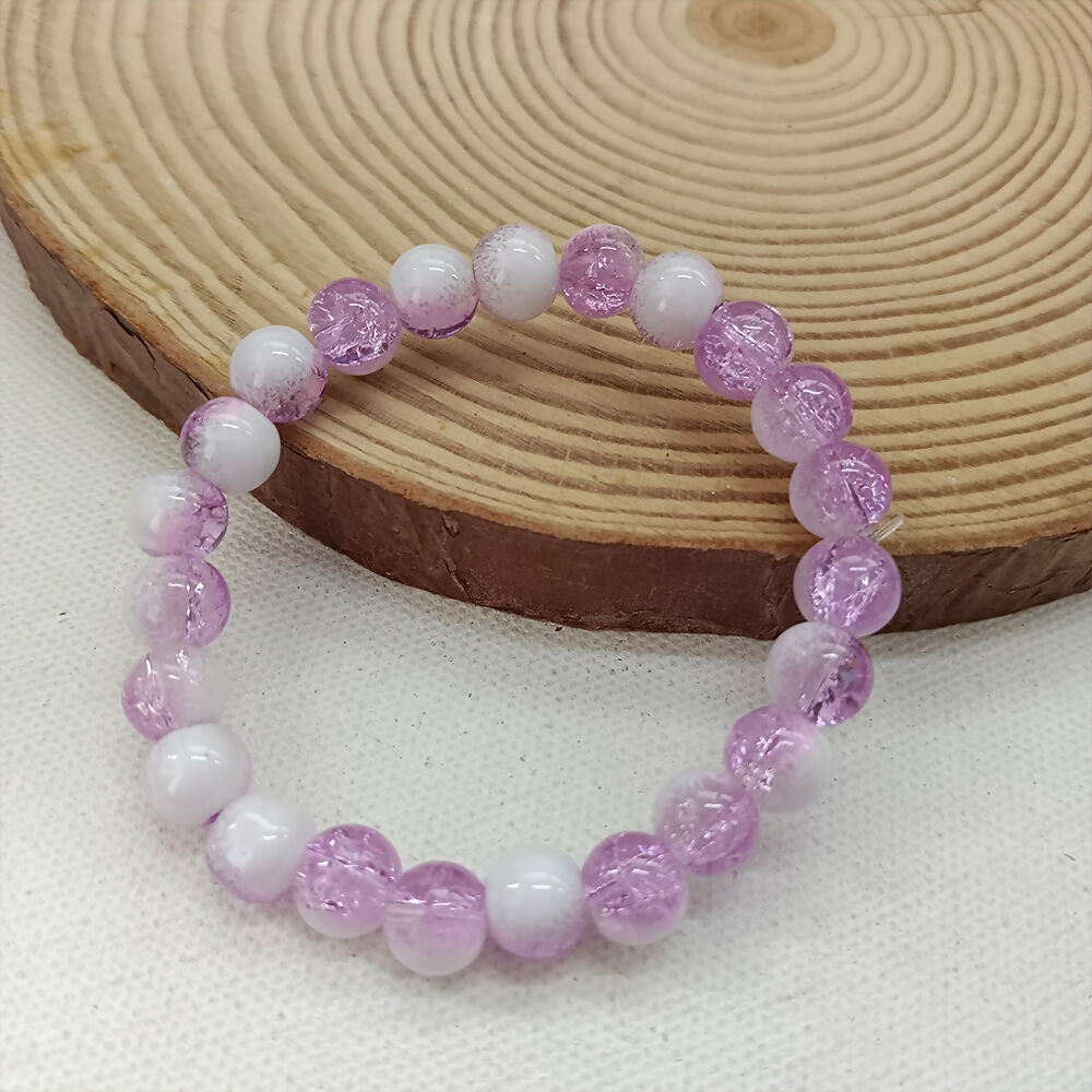 Crystal Crackle Glass Beads Stretch Bracelet