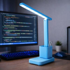 Blue LED Study Table Lamp with Pen Holder, Touch Control, 3 Light Modes