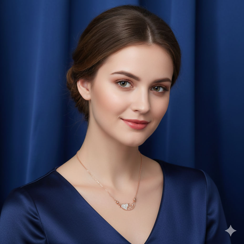 Rose Gold Plated Heart & Love AD Pendant Necklace For women and girls - Image 3