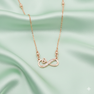 Rose Gold Infinity Heart Necklace with AD For women and girls