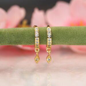 Gold Plated Multicolored AD Bali Huggie Hoop Earrings kan ki Baki for Women Combo Pack of 2
