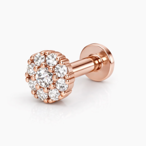 Rose Gold AD Cluster Flat Back Stud Earring for women and girls Pack of 1 PCS