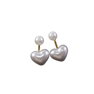 Elegant Pearl Heart Drop Earrings for Women & Girls – Gold Plated Romantic Heart Design Earrings