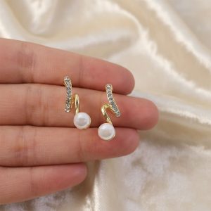Luxury Gold Pearl Drop Earrings for Women, Stylish Trendy Fashion Jewelry