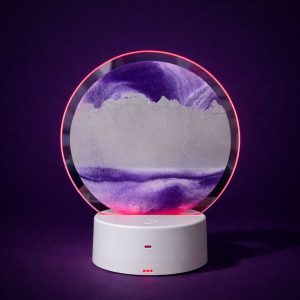 LED Round Static Purple Sand Art Lamp | Ambient Decorative Night Light Décor