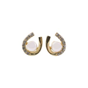 Elegant Pearl & Crystal U-Shape Stud Earrings for Women | Korean Style Fashion Jewelry