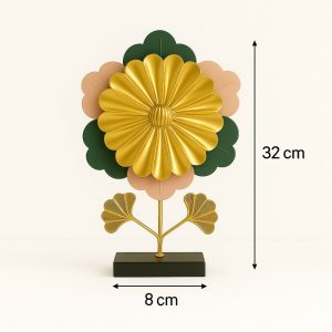 Golden Floral Metal Showpiece Decorative Table Decor Statue