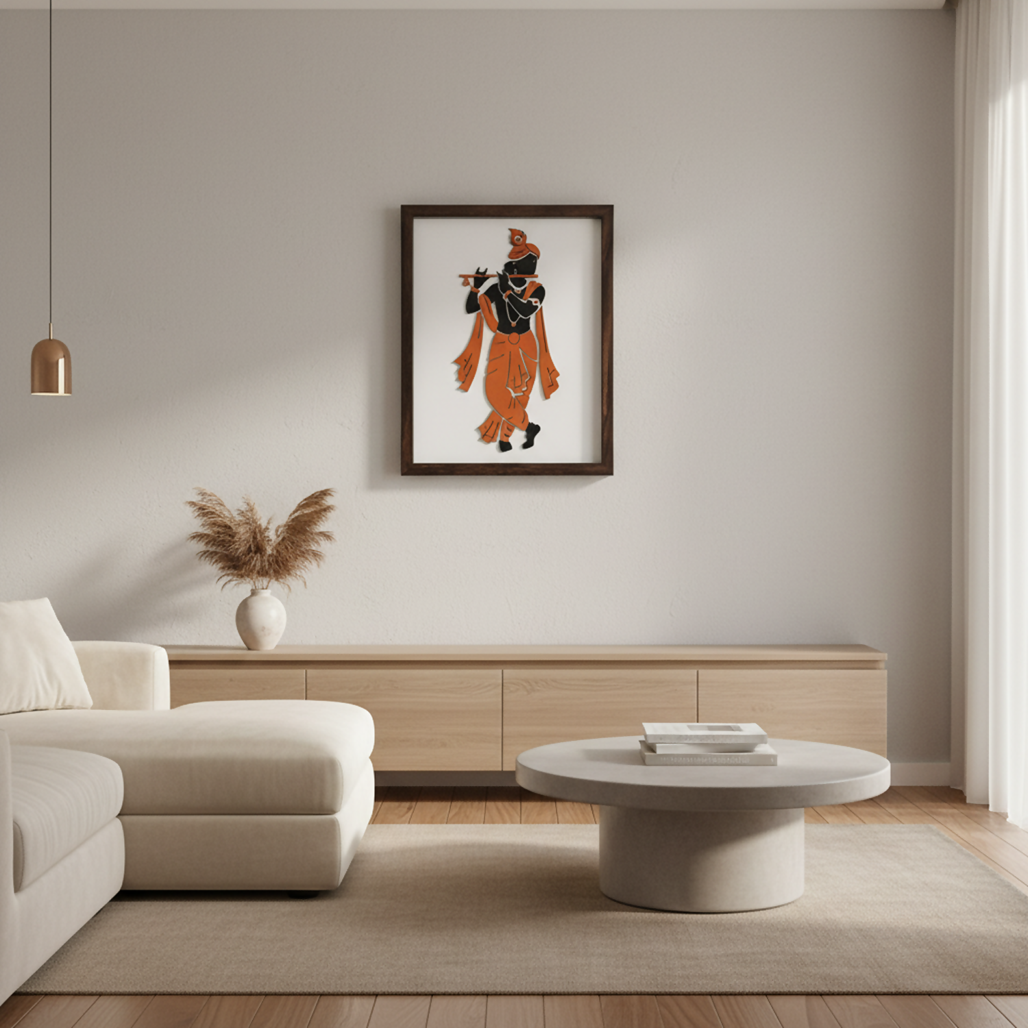 Krishna Wall Art Frame | Premium Minimalist Spiritual Wall Art for Living Room, Bedroom & Meditation Space - Image 2