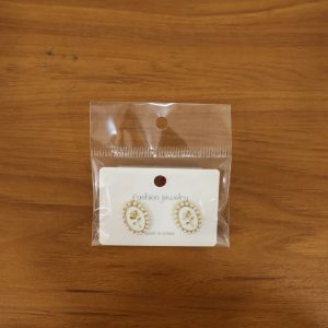 Elegant Vintage Rose Oval Pearl Stud Earrings for Women | Gold Plated Classic Floral Design | Korean Style Jewelry